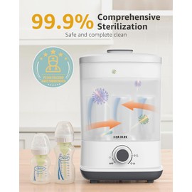 HAUTURE Bottle Sterilizer and Dryer, Esterilizador De Biberones, One-Dial Control Steam Baby Bottle Sterilizer for Baby Stuffs, Bottles & Breast Pump Accessories