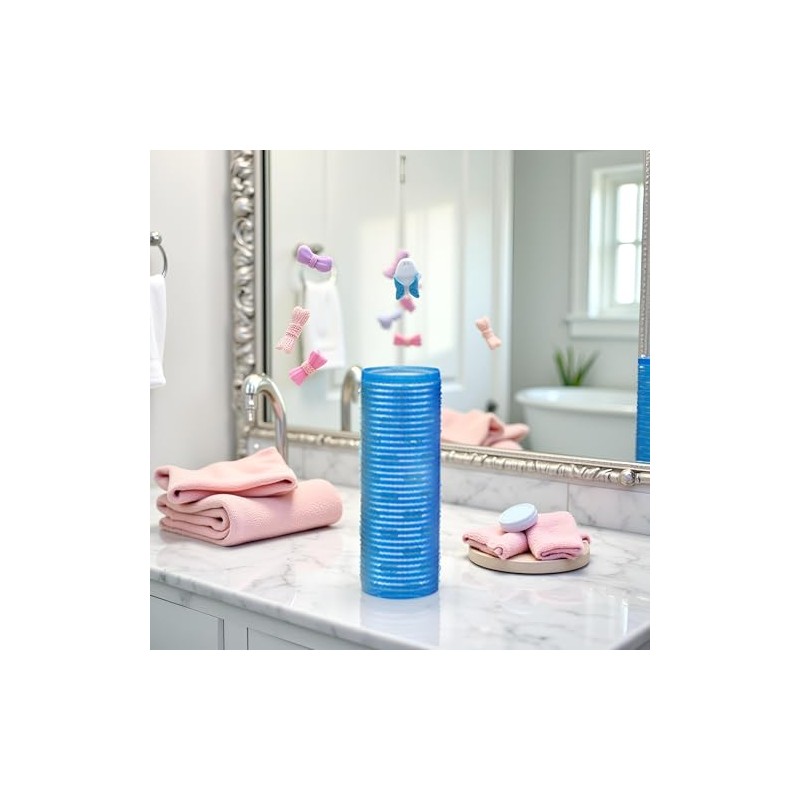 Blue Self Grip Hair Rollers, Heatless Hair Roller Sets with
