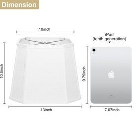 White Lamp Shades Set of 2, 10.5" x 10"x 13" Rectangle Cut Corner Medium Lampshades Natural Linen Hand Crafted, Include 2 Pack Lamp Harps, Suitable for E26 Base and Saddle Base, Easy Assembly Required