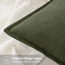 MIULEE Decorative Linen Pillow Covers 22x22 Inch Dark Olive Green ​Boho Farmhouse​ ​Neutral Couch Throw Pillows for Bed Pack of 2 Accent Outdoor Pillowcase Modern Sofa Cushion Livingroom Home Decor