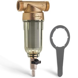 iSpring WSP-100 1 Inch Backwash Filter Water Filter Reusable Spin Down Sediment Water Filter, Pre-Filter for Well Water Hose, G 1 Inch - 3/4 Inch, 100 μm