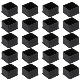 uxcell 20 Pcs 1.97 x 1.97 Inch Square PVC Furniture Leg Caps, Chair Leg Floor Protector for Patio, Indoor Chair, Table, Bed and Cabinet, Black