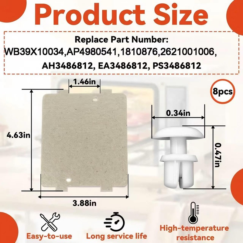 8 Pcs WB39X10034 Microwave Waveguide Cover Compatible with GE, Waveguide