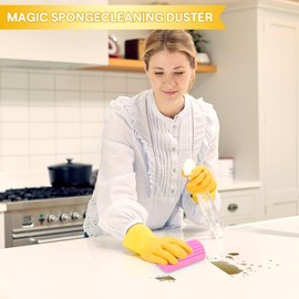 Damp Duster Schwamm,4 Stück Damp Clean Duster Schwamm,Schmutzradierer Schwamm,Staubschwämme Wiederverwendbar für Fenster, Jalousien,Geländer,Sofas, Türspalten