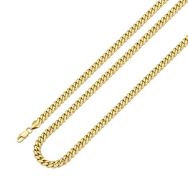 KRKCLIFE Men's Necklace Diamond Cut, 14K Gold Plated Stainless Steel Cuban Link Chains 5mm, Anti-Tarnish Nickel-Free, Thin Gold Chain Silver Chain for Man Boy Unisex, 26 Inches