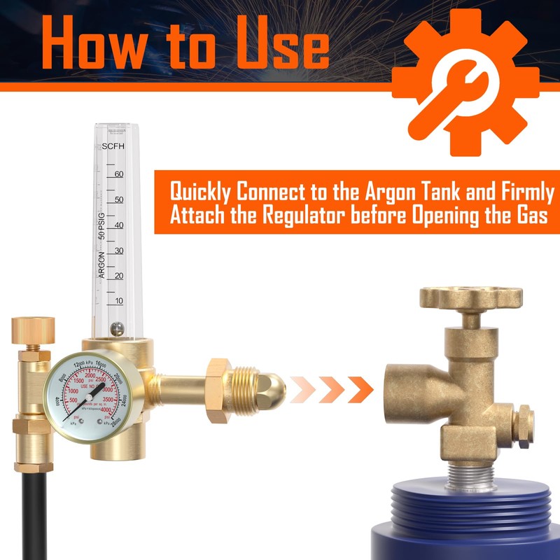 BETOOLL Argon/CO2 Mig Tig Flow Meter Gas Regulator Gauge Welding