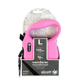 Alcott Wanderer Retractable Dog Leash, Pink Large