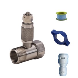 304 Stainless Steel Dual Thread Water Line Splitter​​: G1/2" Male/Female to 1/4" OD Push-Connect Tee Valve + Free Hex Key & Teflon Tape + 1/4" to 3/8" Adapter - for Sink Under Water filter