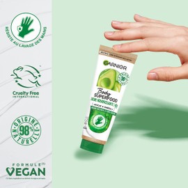 Garnier Body Superfood - Nourishing Hand Cream 48 Hours with Avocado & Omega 6 - Vegan Formula with 98% Natural Ingredients - For Very Dry Hands - 75 ml