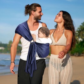 CUBY Baby Carrier Sling, Baby Wrap Carriers from Newborn Double-Ring Quick Dry Mesh Fabric Toddler Carrier Breathable Adjustable Easy Carrying Comfortable Shoulder Straps for Newborn (10 to 30 LB)