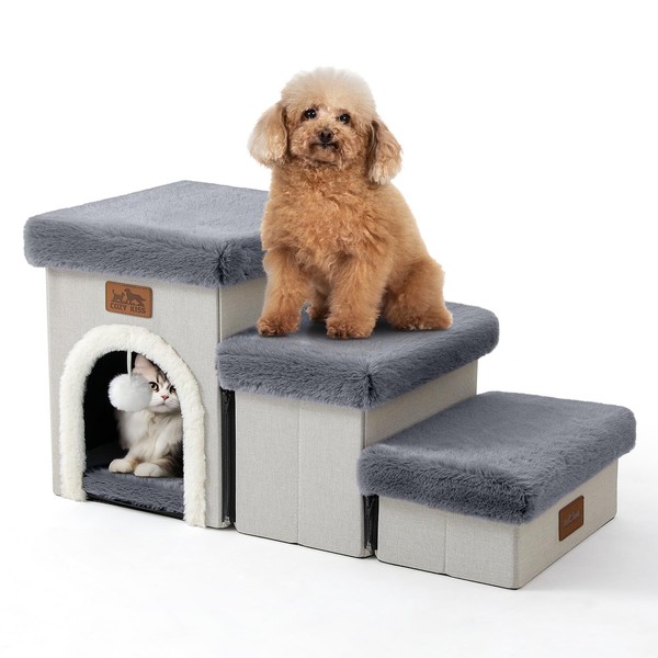 C0ZY KISS Small Pet Stairs with Storage or Condo, Dog