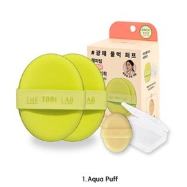 THE TOOL LAB Premium Puff 2ea with Puff Case & Gift Set 4items, Type:02 Moist Puff 2ea + Case+ Mini Soap
