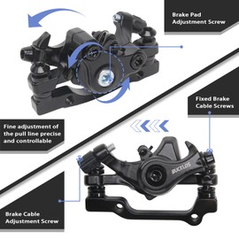 BUCKLOS - Kit de freno de disco para bicicleta de montaña, línea mecánica MTB, pinza de freno de disco con palancas de aleación de aluminio, rotor de 160 mm, adaptador universal IS/PM para bicicleta