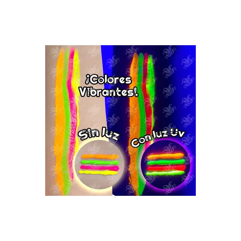 Kit Maquillaje Neón Pintura Crayón Fluorescente Glow Luz Uv