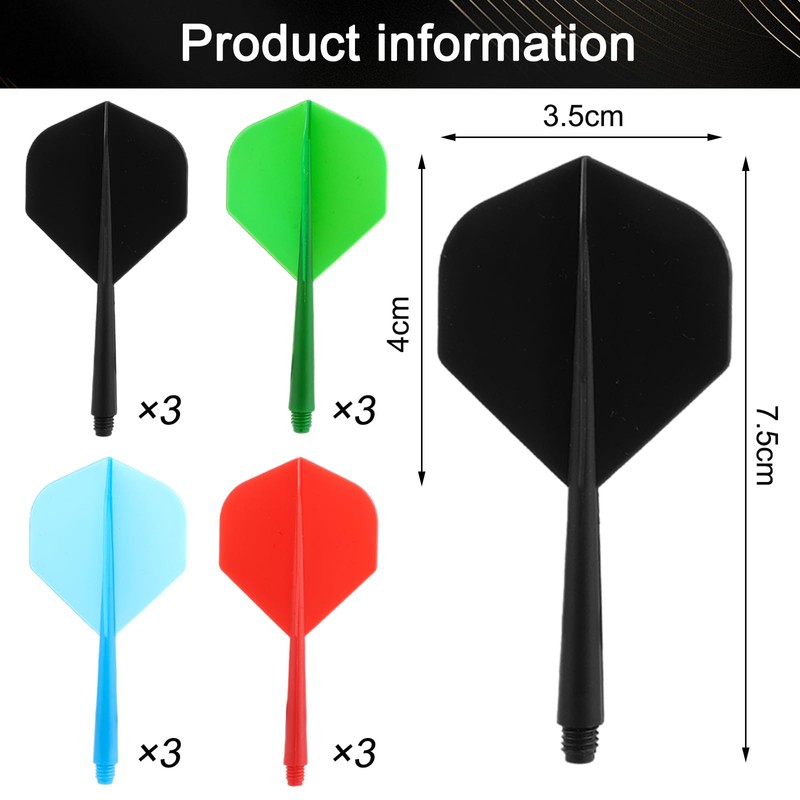 ASelected 12Pcs Integrated Dart Shaft and Flights, Professional Darts Accessories,