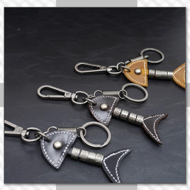 Chrome Crane WB139 Keychain Key Ring Key Leather Charm Fish