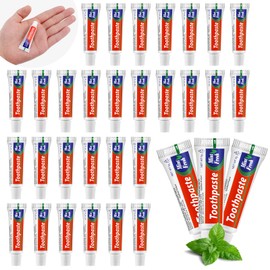 HOFASON 50 Tubes Bulk Travel Size Toothpaste for Bad Breath, 0.18 oz(5 g) Disposable Extra Small 2.28x0.78 inches Mini Toothpaste Peppermint for Guests, Homeless, Hotel, Charity Toiletries