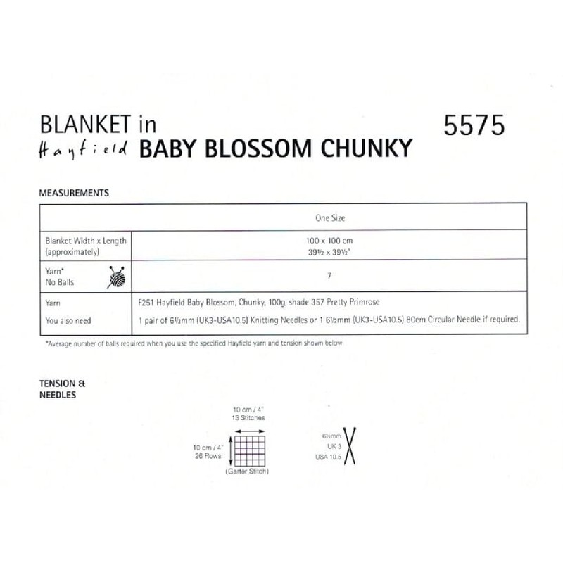 Hayfield Baby Blossom Chunky Knitting Pattern - 5575 Blanket