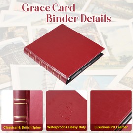 WOT I Deluxe Trading Card Binder, 540 Pockets Collectible Card Binder Sleeves, Refillable Leather 3 Ring Binder with Double Sided Pockets for Holding Cherished Cards - Red