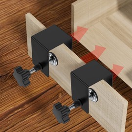 4Pcs Drawer Front Installation Clamps Stainless Steel Drawer Fixing Clips Fast Jig Cabinet Tool Stable Woodworking Furniture Right Angle Fixing Clamps for Tables Desks Mount(black)