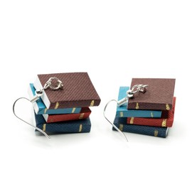 Miniblings Books, Earrings, Reading, Book-Stack, Bookworm, Colourful Paper, Handmade Fashion Jewellery, Silver-Plated Earrings, Paper