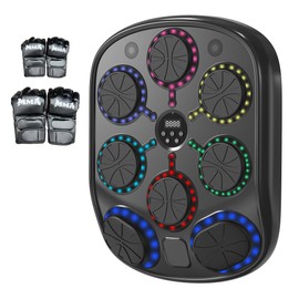 Turquvix Music Boxing Machine for Adults and Kids, Smart Bluetooth Wall Mounted Punching Target with LED Feedback & Boxing Gloves, Home Gym Electronic Punching Bag for Indoor Workouts