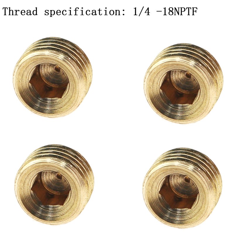 GZWZH 10PCS 1/4inch Hexagonal Threaded Plug All Copper Pipe End