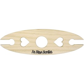 MIJOMA Weinbutler Flaschenbutler Weinregal für Flaschenhals Glashalter für Zwei Gläser mit Herz-Aussparung und Spruch aus Holz 25,5 x 8 x 1 cm (In Vino Veritas)