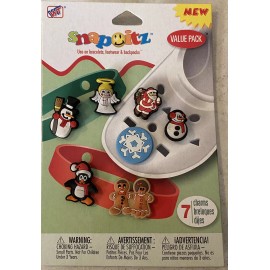 Snapitz Christmas themed 7 snap-ons for Crocs or Bracelets Santa, Snowmen, Angel