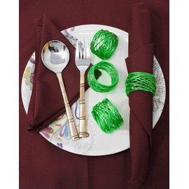 SKAVIJ Handmade Metal Mesh Napkin Rings Set of 6 for Everyday Dining Table Decoration (Green)