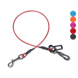 VIVAGLORY Dog Seat Belt, Chew Proof Multi-Functional Waterproof Dogs Safety Belt, Heavy Duty Steel Rope Pet Car Seatbelt Rrestraint Harness for Large Dogs, 37", Red