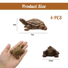 MIPIACE Pack of 4 Turtle Figurine Turtle Decorative Resin Figures Weatherproof Turtle Ornament 7 cm Long Decorative Garden Turtle Garden for Flower Pot Pond Yard Balcony Gifts