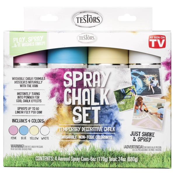 Testors 306006 Spray Chalk, 4 Color Kit, Assorted