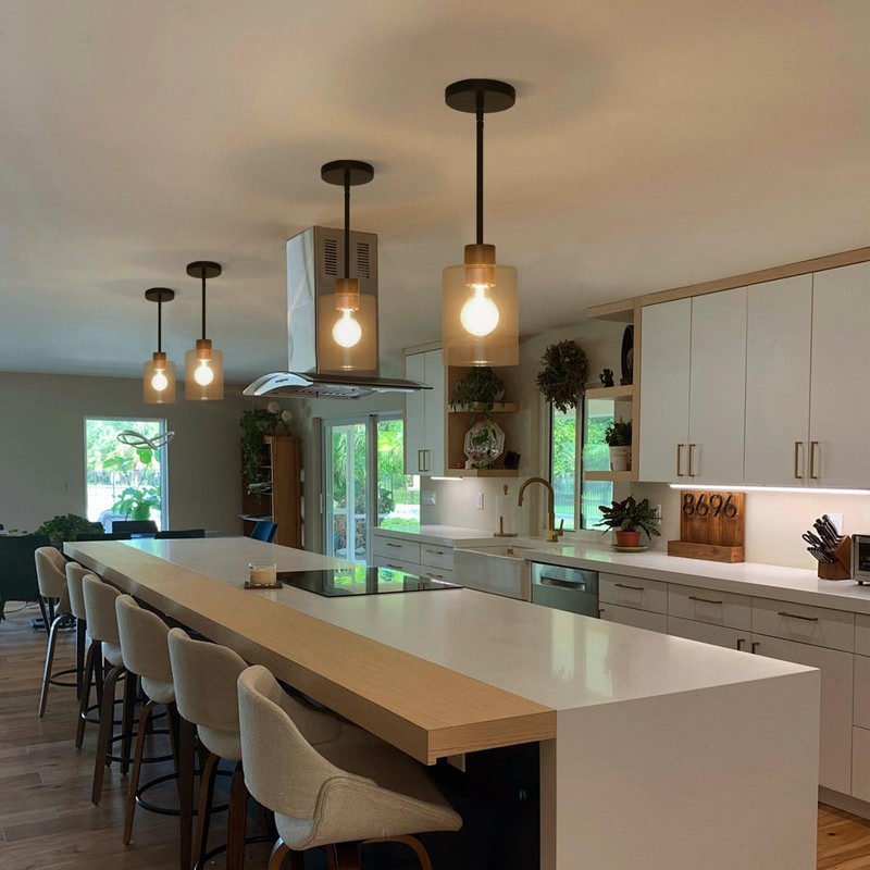 KLSS Oil Rubbed Bronze Pendant Lights Kitchen Island - Clear