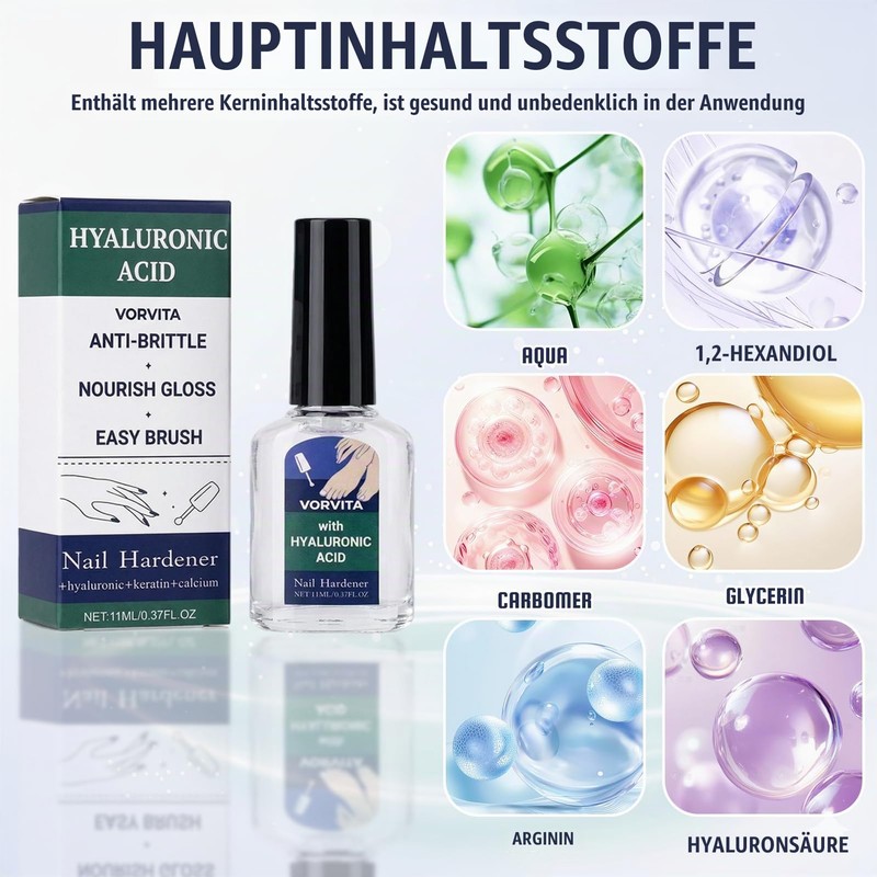 Nail Hardener Extra Strong, Hyaluronic Acid Nail Care Hardener Nail