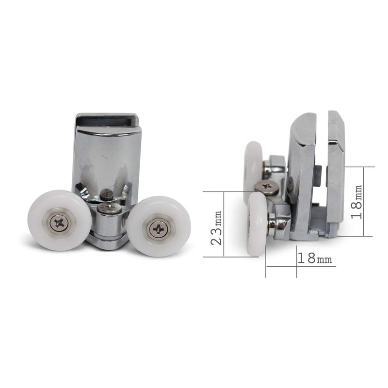 YuanQian Stainless Steel 25mm Shower Door Twin Rollers Runners -
