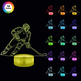 CooPark Ice Hockey 3D Lamp, Bedside Illusion Optical Night Light LED 16 Colors Changing Remote Control Sport Fan, Bedroom Decor Best Birthday Gift for Kid Child Boy