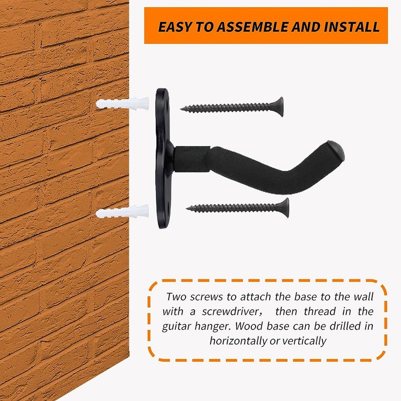 2PCS Guitar Wall Mount Hanger Metal Multifunctional Guitar Hangers Hook