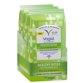 Vagisil Wipes for All Over Cleaning, Health Detox, Formulated with Essential Oils, 20 Wipes in a Re-Sealable Pouch (Pack of 3)