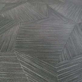 Unique Luxury Modern Charcoal Black Hexagon Triangle Lines Faux Fabric grasscloth Wallpaper Textured wallcoverings 3D Illusion