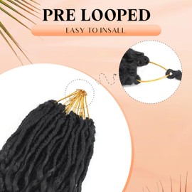 Long Deep Faux Locs Crochet Hair for Black Women 8 Packs 30 Inch Pre Looped Goddess Locs Crochet Hair With Deep Wave Curly Ends Prelooped Synthetic Crochet Braids,Lightweight(30",1B#)