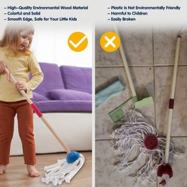 Kids Kitchen Cleaning Set - 7 Piece Kitchen Cleaning Toys Includes Broom, Mop, Duster, Dustpan, Brush, Rag and Hanging Stand, - Kitchen Toy Toddler Cleaning Set Gift for Toddler Girls & Boys
