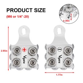 Vgate Car Battery Terminal Connectors, 12-Way Battery Terminal Clamps, 8AWG up to 4/0(XL) AWG Gauge for Lithium or AGM Lead Acid Battery, Positive and Negative (+/-)(1 Pair) M6 or 1/4”-20