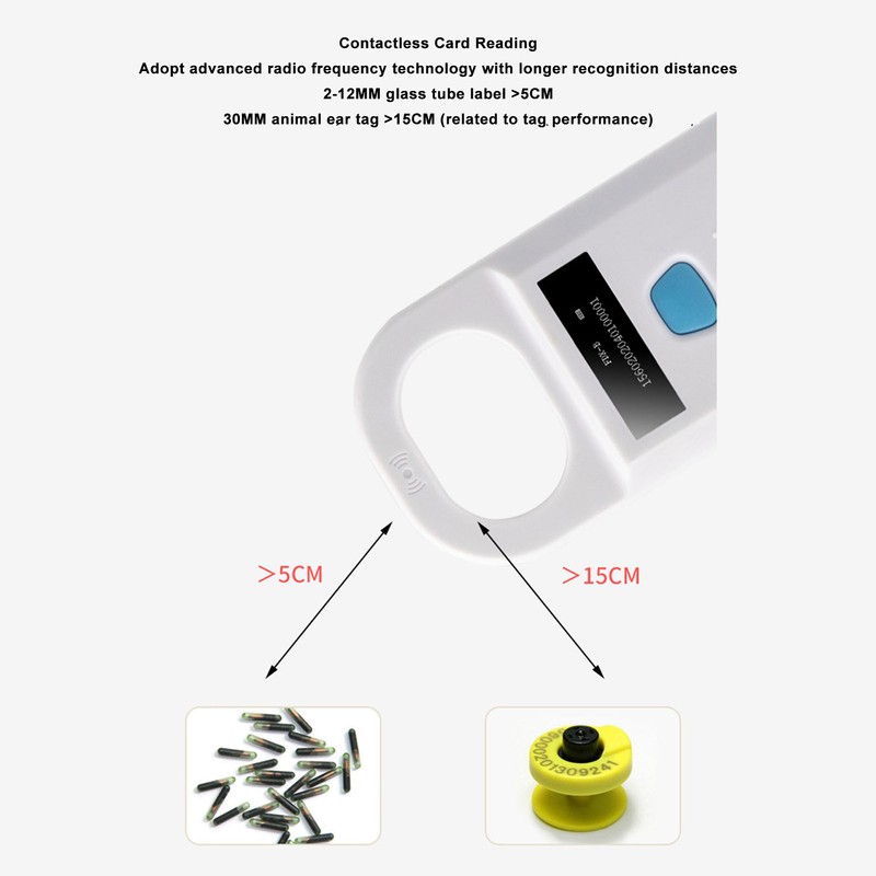 Microchip Reader Scanner 134.2KHZ 125KHZ USB Rechargeable Handheld Pet Tag