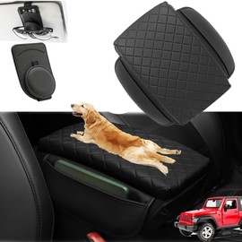 Center Console Cover For Jeep Wrangler JL/JLU 2018-2023 2024 2025 Accessories,Middle Console Armrest Cover For Jeep Wrangler JL/JLU Gladiator JT 2020-2025 Leather Arm Rest Pad Cushion With Pockets