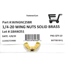 1/4-20 Solid Brass Wing Nuts 1/4-20 Butterfly Nuts (10 Pcs)