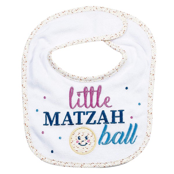 Rite Lite Adorable Little Matzah Ball Embroidered Bib - Stylish & Cute Passover Bib Pesach Seder Jewish Holiday Party Apparel Accessories Party Favors Judaism Baby Gifts for Newborns