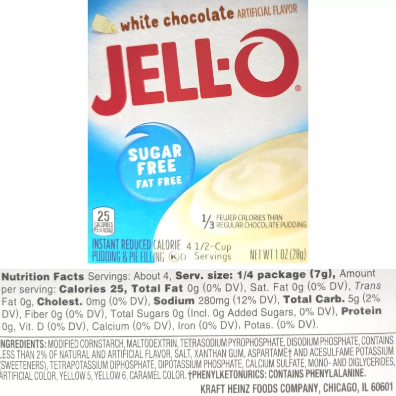 JELL-O Jello Sugar Free Fat Free Pudding Mix Variety Pack