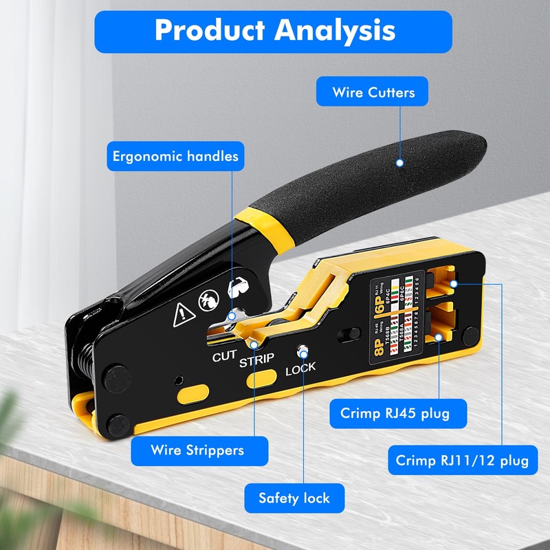 RJ45 Crimp Tool Kit 157PCS, Pass Through Ethernet Crimping Tool,