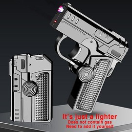 Windproof Torch Lighter Refillable Rotatable Foldable Lighter For Cooking & Daily Use(Gas Not Included) torch  lighter - Color: Black